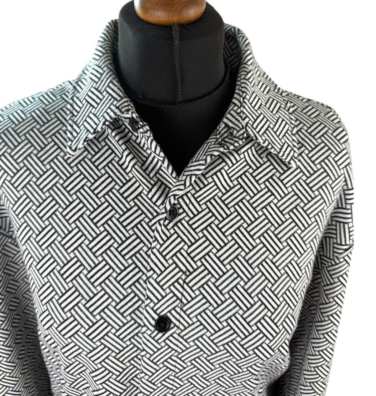 River Island White River Island London Shirt Blouse Black White Geometric Pattern Womens UK Size M