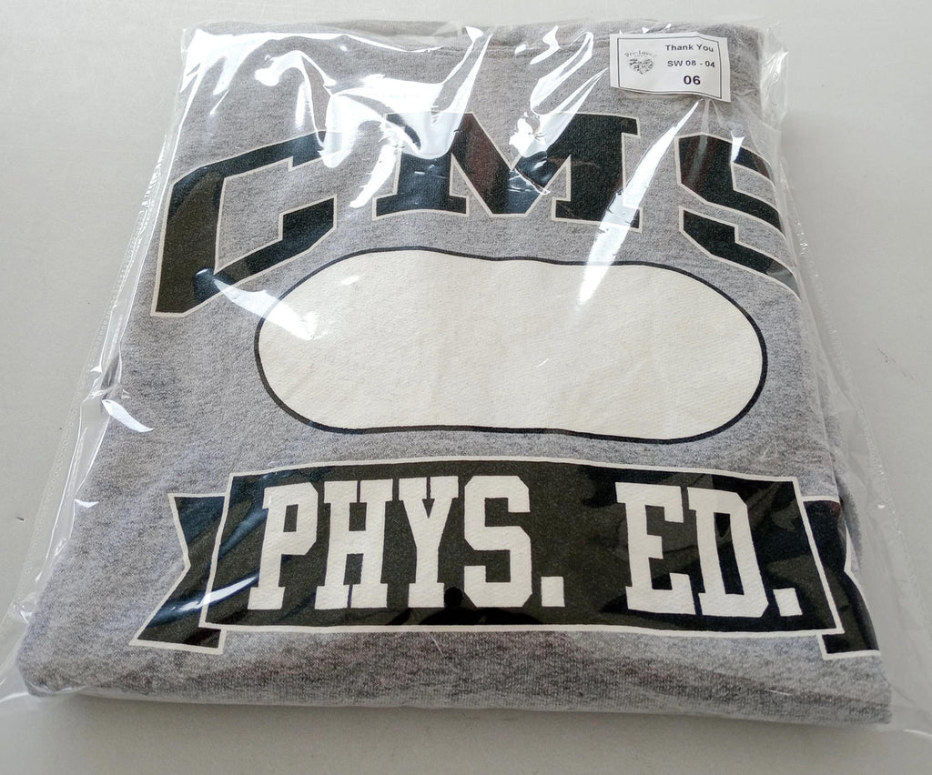 Gildan Gray Grey Graphic Print Jersey Hoodie Men's UK Size S CMS PHYS. ED. Fleece Lined