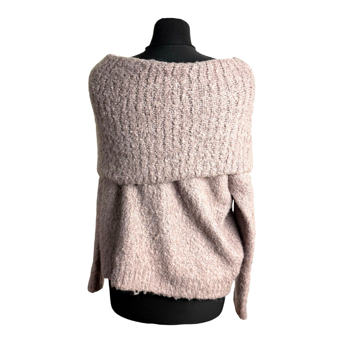Papaya Off Shoulder Jumper Women's UK Size M Wool Effect 3/4 Sleeve Dusky Pink