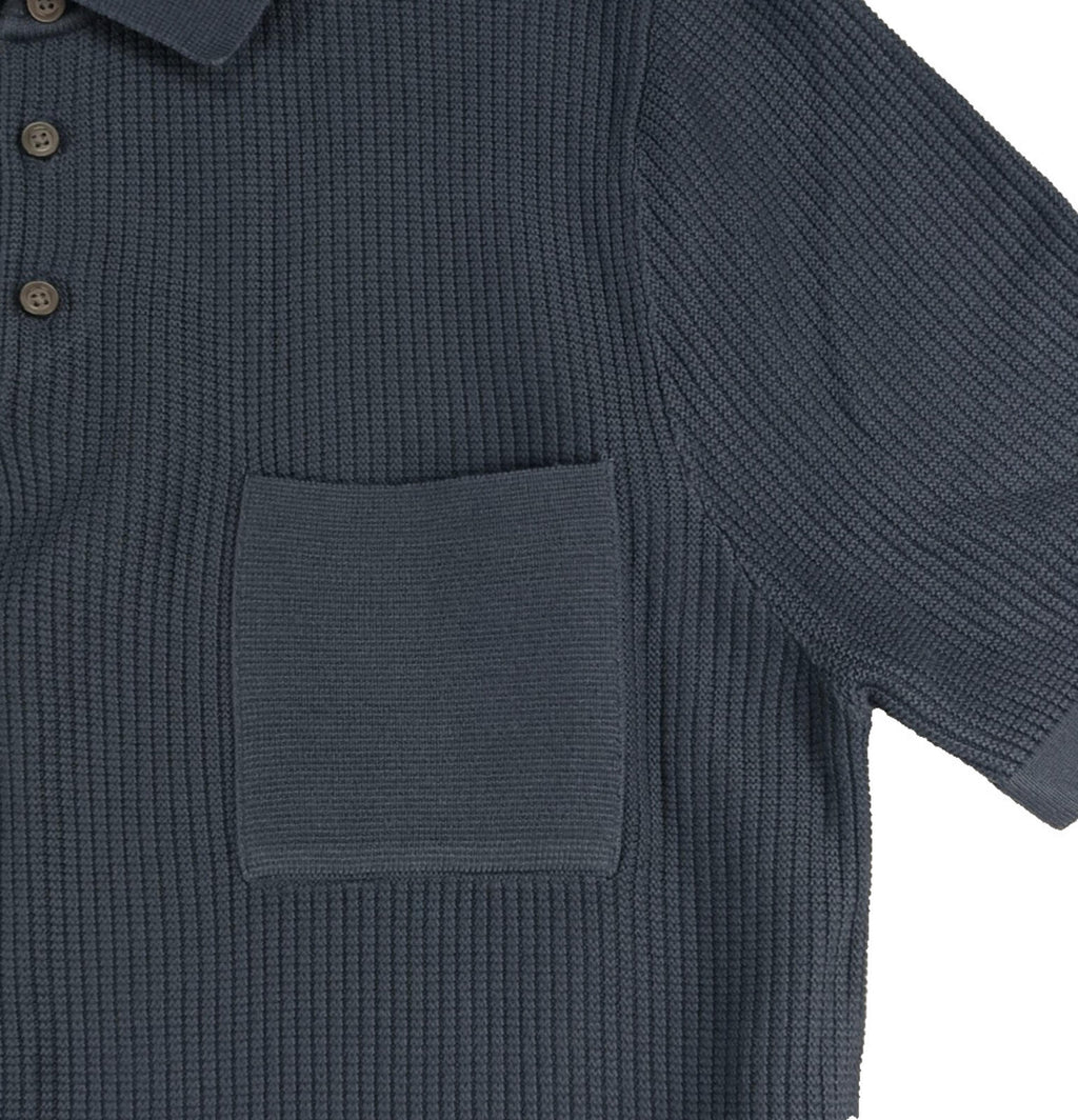 Next Textured Polo T-Shirt Men's UK Size S Navy Blue Short Sleeve 100% Cotton Pocket