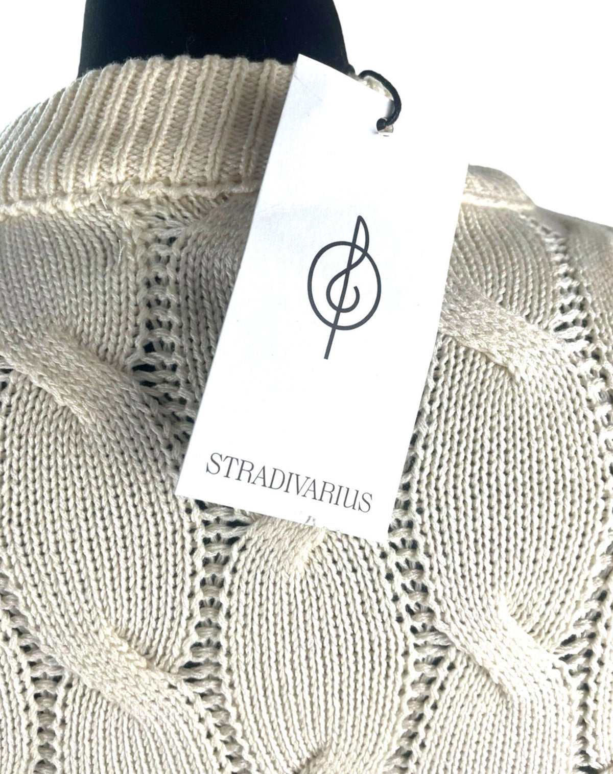 Cream Beige Stradivarius Cream Cropped Jumper Aran Knit Women's UK Size XS