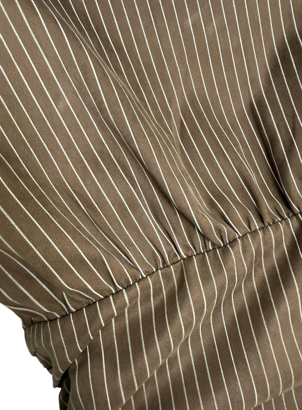 Pretty Little Thing Brown Pretty Little Thing Stripe Plunge Top Women's UK Size 8 Long Sleeve Shirt Blouse