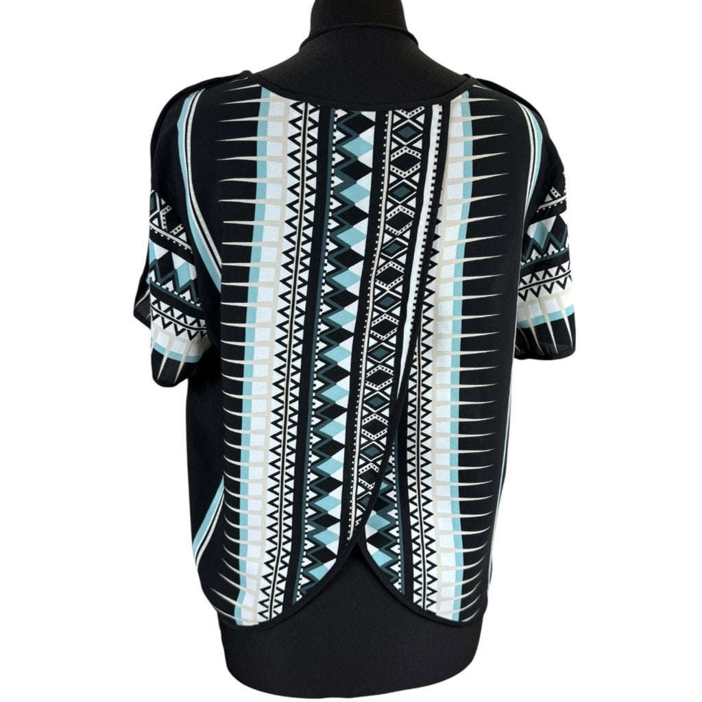 River Island Pattern Top Open Back Lightweight Short Sleeve Women's UK Size 12