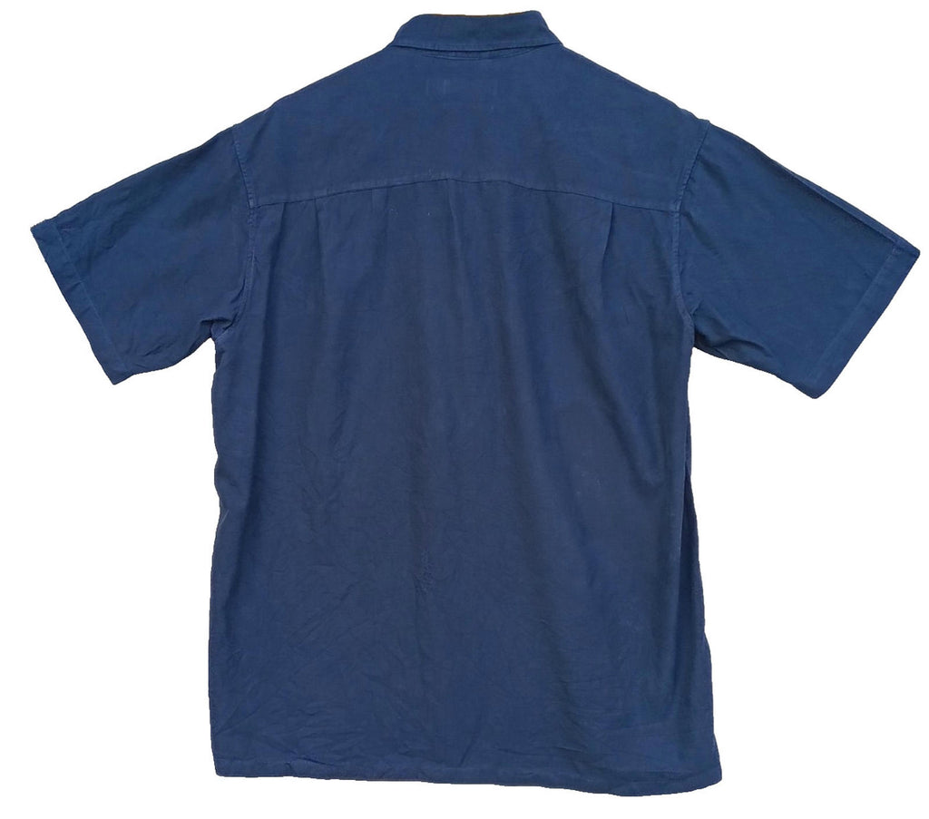 Nautica Shirt Men's UK Size M Blue Short Sleeve Silk Blend Easy Care Embroidered