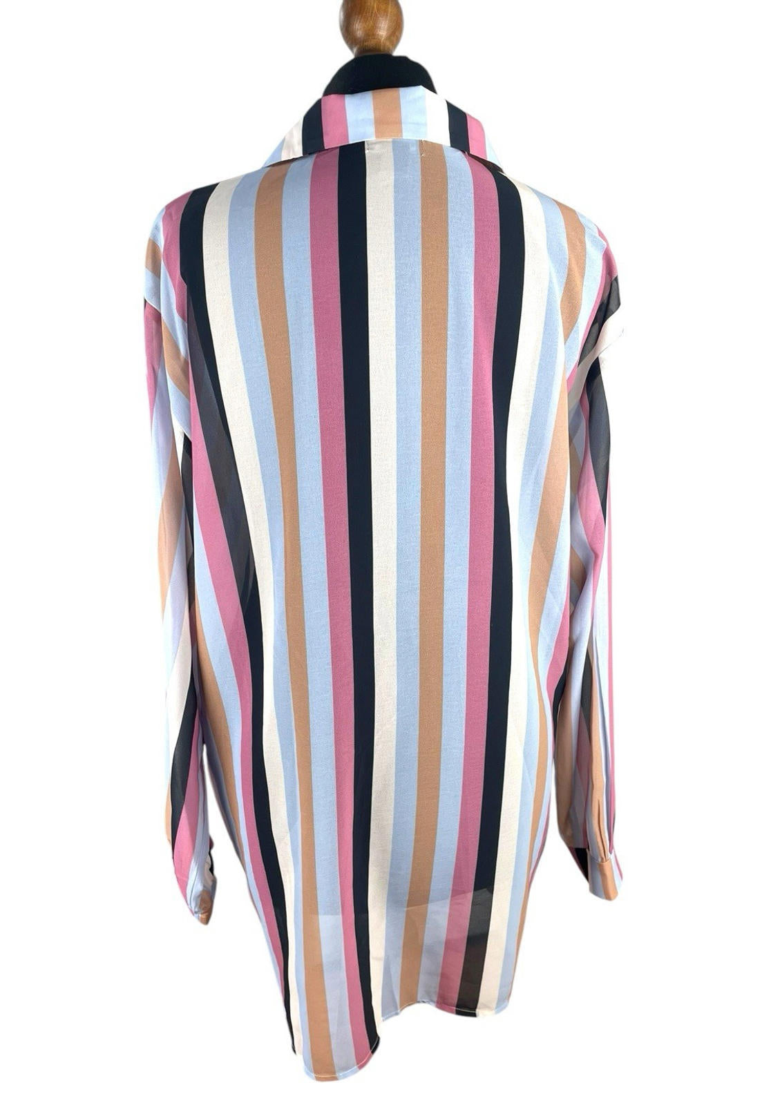 Pretty Little Thing Multi Pretty Little Thing Shirt Blouse Women's UK Size S Colorful Stripe Long Sleeved