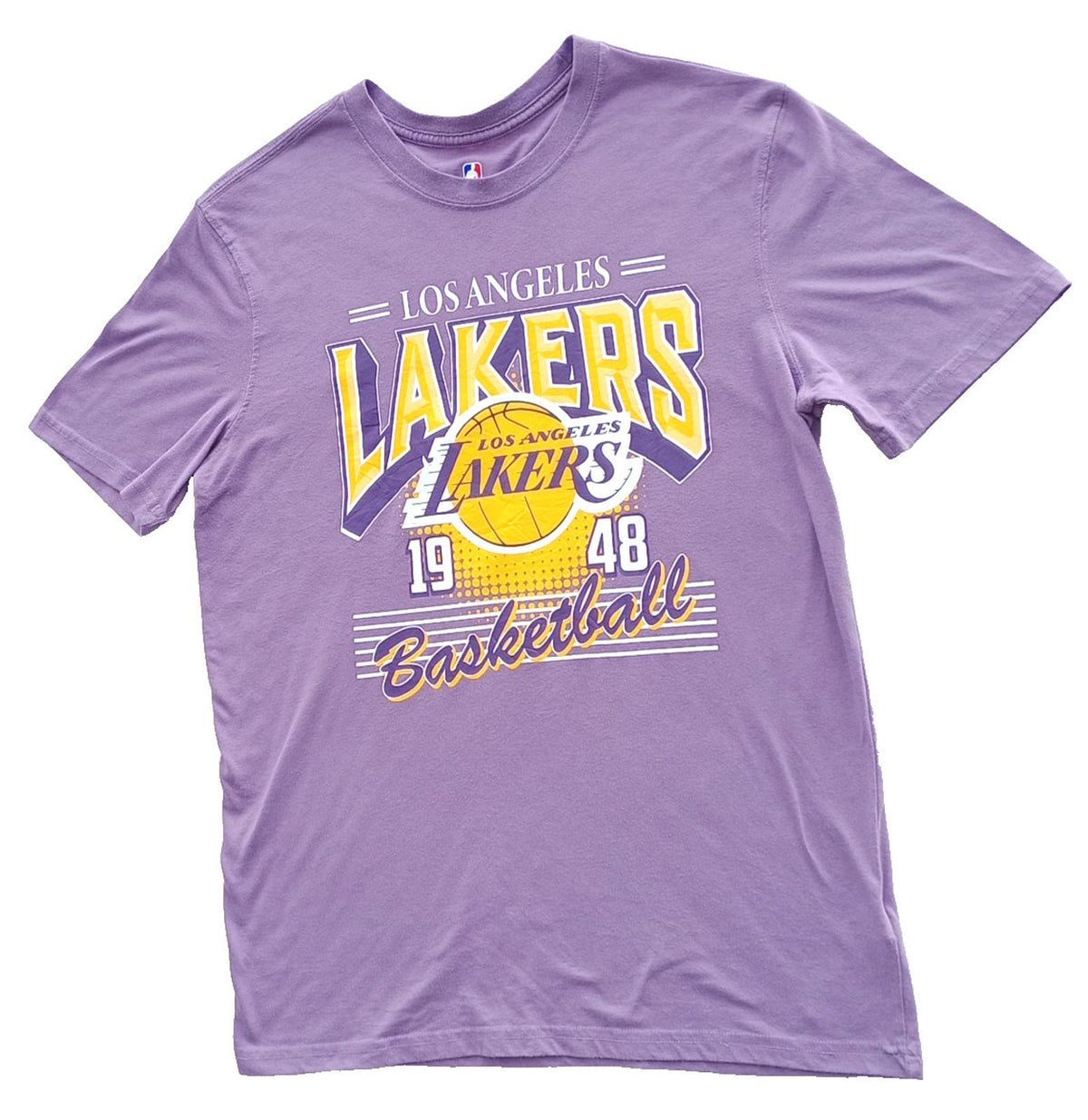 NBA Lilac NBA Graphic Print T-Shirt Men's UK Size M Lilac Crew Neck Cotton Rich Lakers