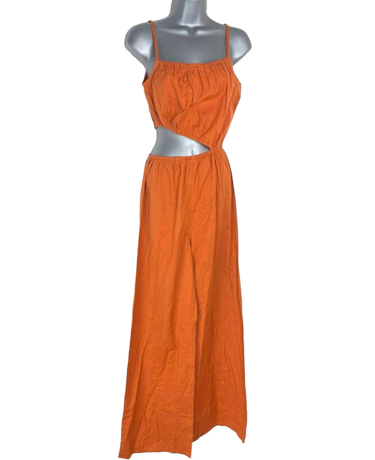 Pretty Little Thing Jumpsuit Women's UK Size 8 Rust Orange Cut Out Side Summer