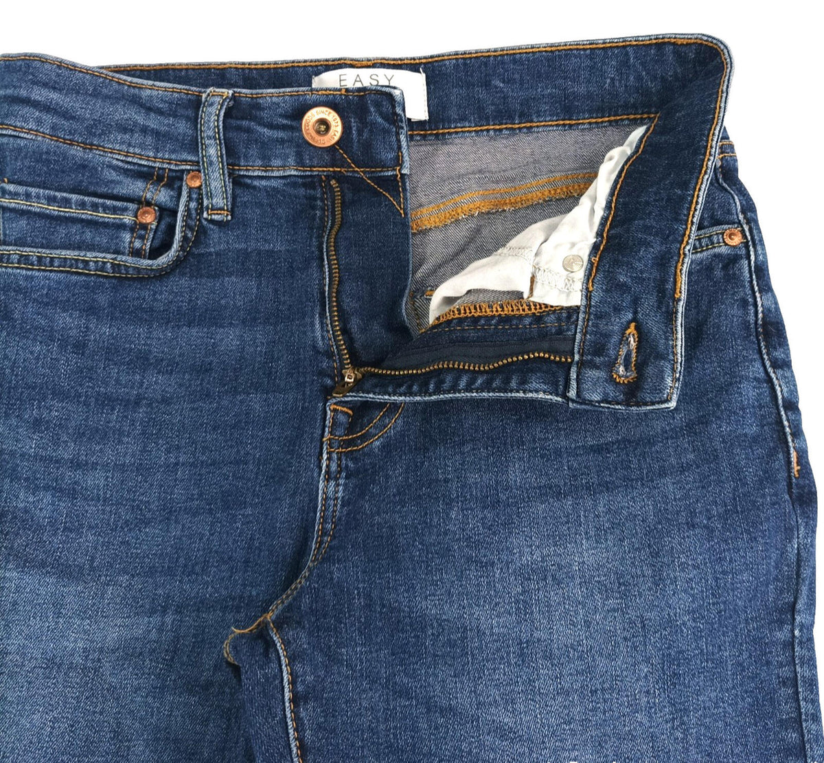 Easy Navy Easy Jeans Men's UK Size W28 L29 Blue 5 Pocket Cotton Rich Denim Zip Front