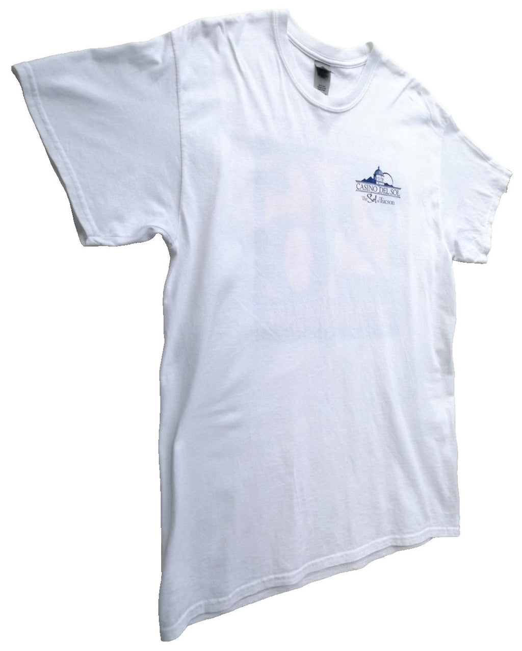Gildan White Graphic Print T-Shirt Men's US Size L White Crew Neck 100% Cotton