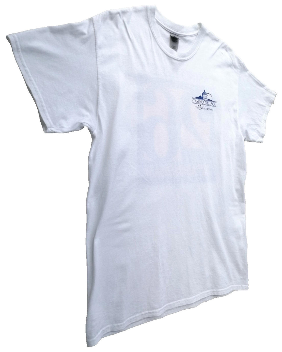Gildan White Graphic Print T-Shirt Men's US Size L White Crew Neck 100% Cotton