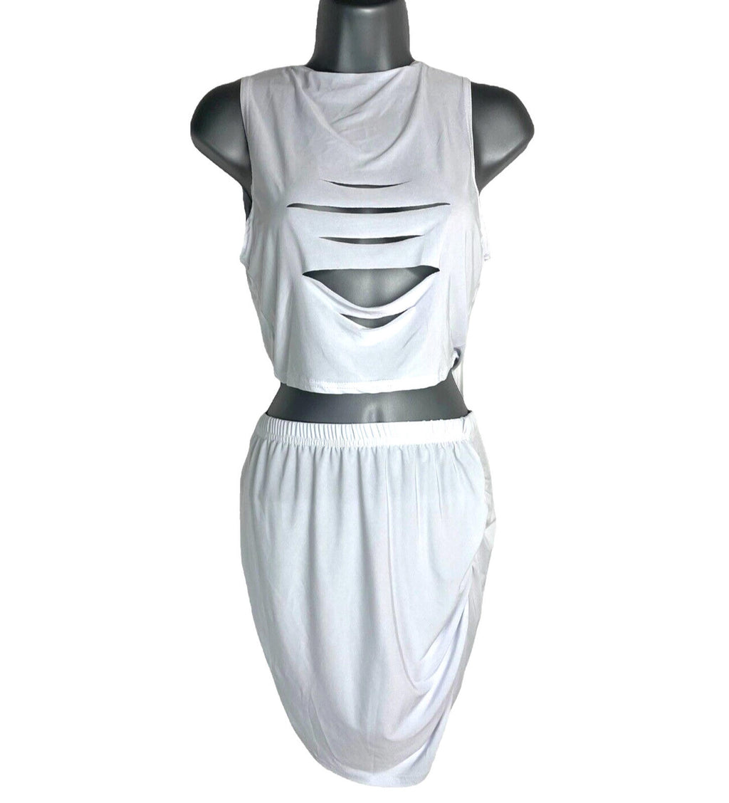 Pretty Little Thing Two-Piece Set Women's UK Size 8 Bandage Skirt & Crop Top