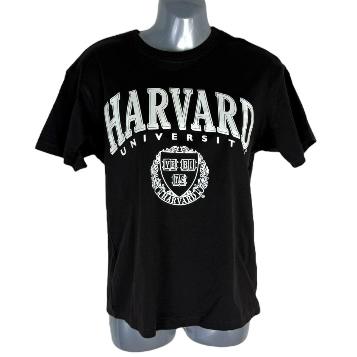 Divided Black Harvard T-shirt Oversized 100% Cotton Women's UK Size 2XS
