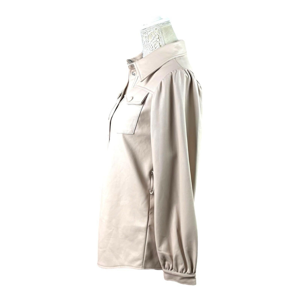 Miss Selfridge Beige Faux Leather Shirt Collared Women's UK Size 8