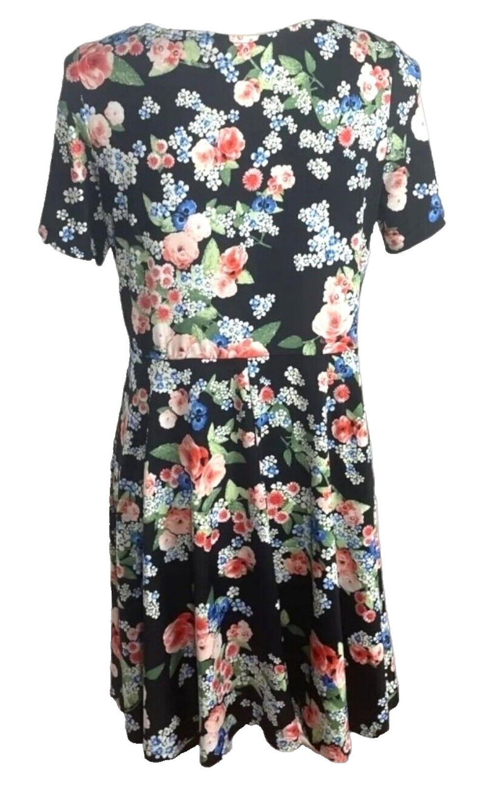 Anthology Floral Midi Dress Women's UK Size 12 Black Short Sleeve Round Neck