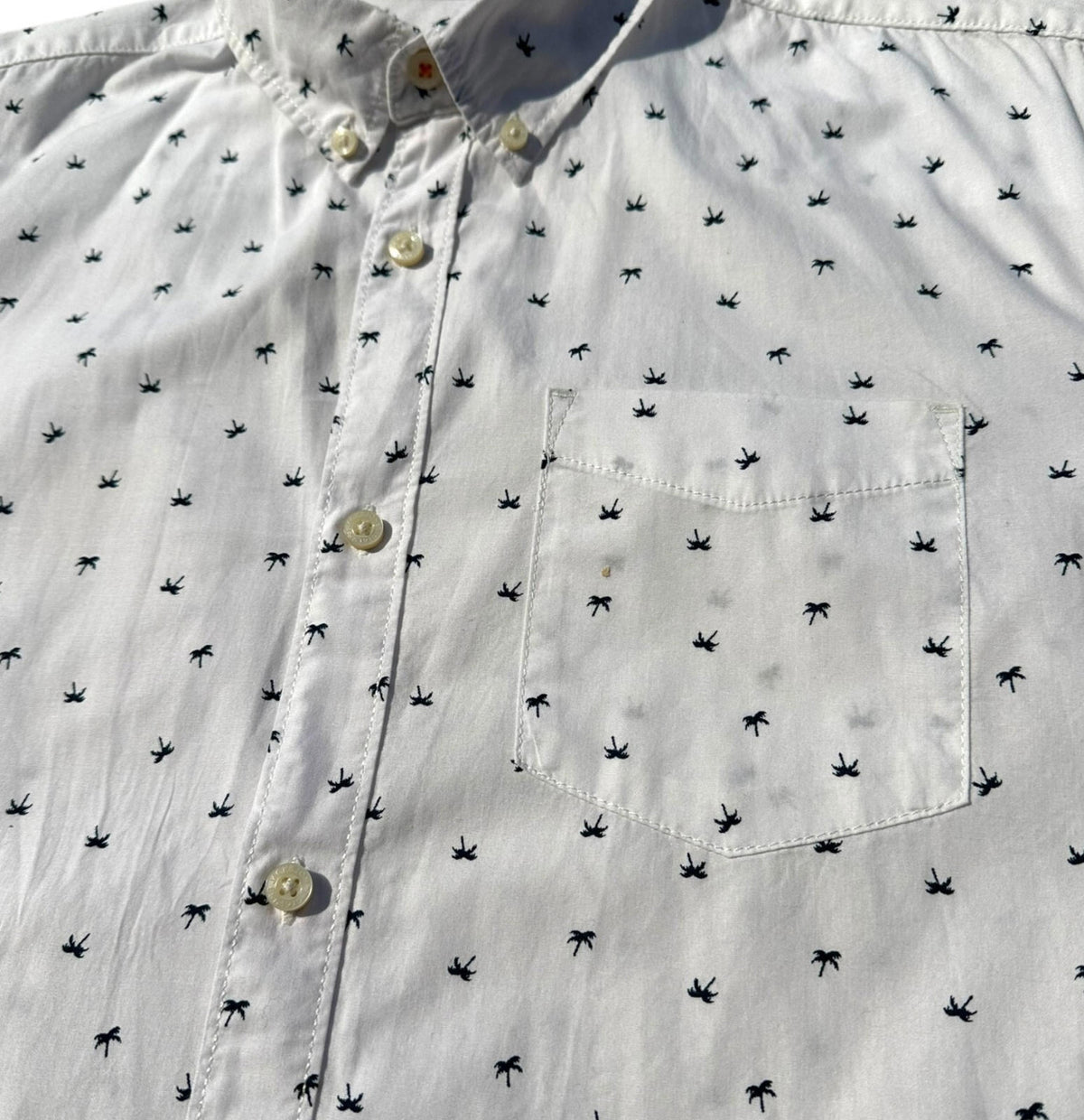 Jack & Jones Shirt Men's UK Size M Short Sleeve White Geometric Palm Print