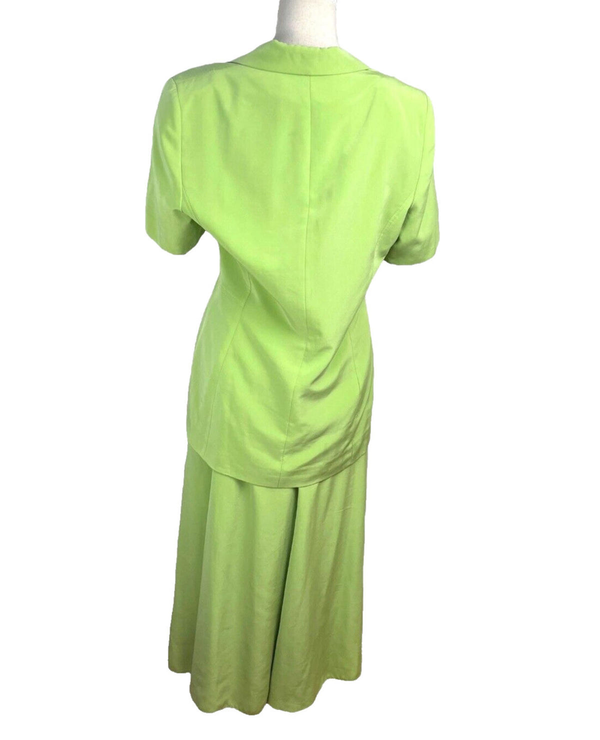 Alexon Skirt & Shirt Blouse Suit Women's UK Size 14 Green Satin 2 Piece Set