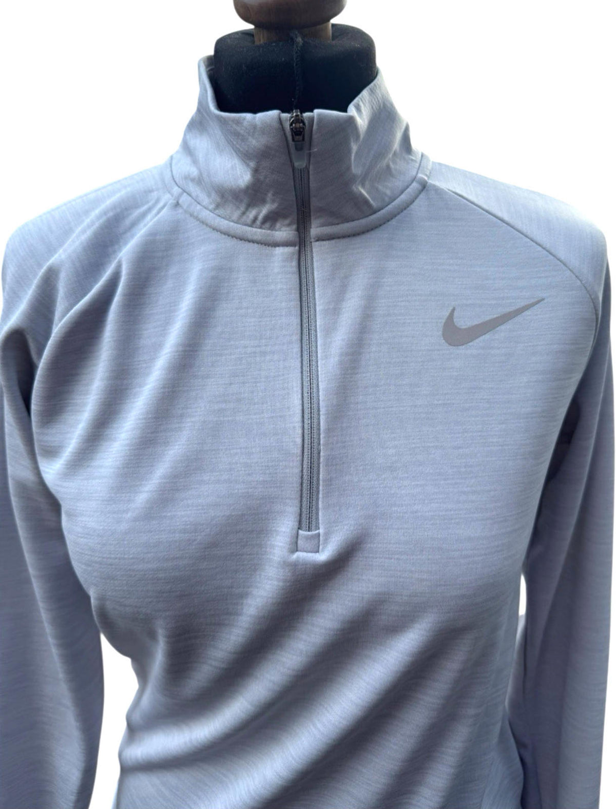 Nike Gray Nike Running Top Womens XS Grey 1/4 Zip Dri-Fit Pullover Activewear Thumbholes