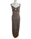 Pretty Little Thing Cupped Knit Maxi Dress Women’s UK Size S Brown Slip-Dress