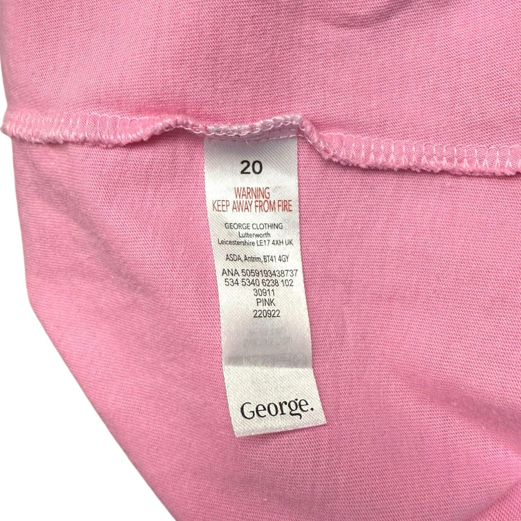 George Cotton T-Shirt Pink Women’s UK Size 20 Round Neck Frill Sleeve Detail