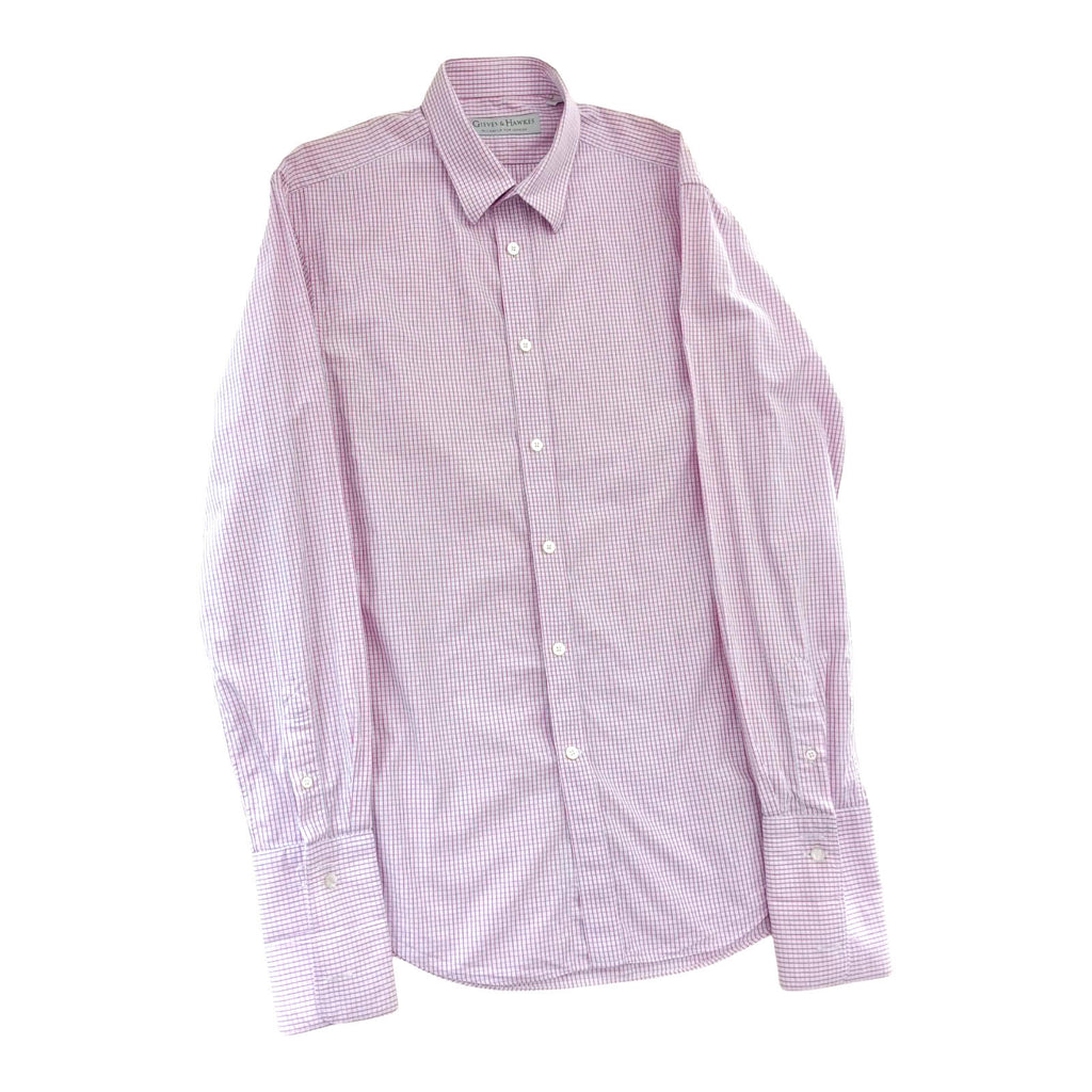 Gieves & Hawkes Pink Gieves & Hawkes Pink Check Long Sleeve Shirt Men's UK Size M 37" Chest