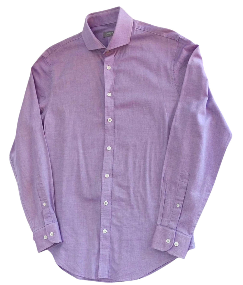 Jaeger Shirt Long Sleeve Light Purple 100% Cotton Men's UK Size M Medium