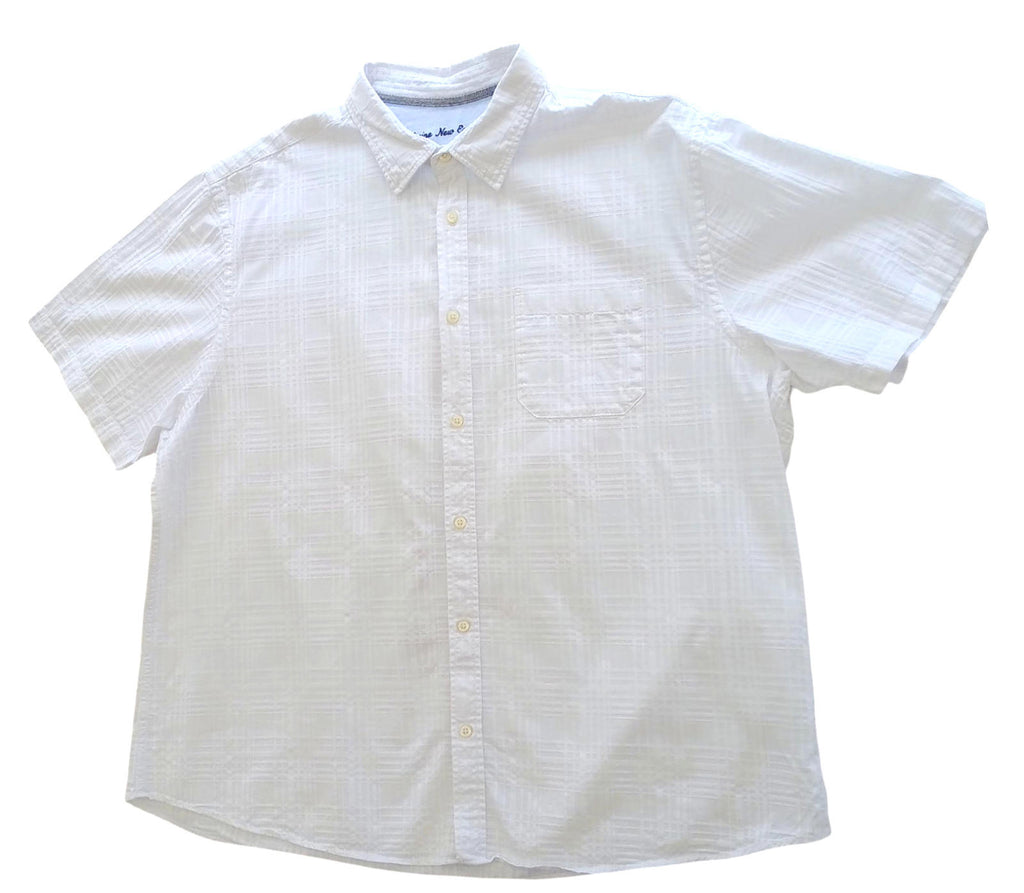Maine New England Shirt Short Sleeve White 100% Cotton Pocket Men's UK Size XL