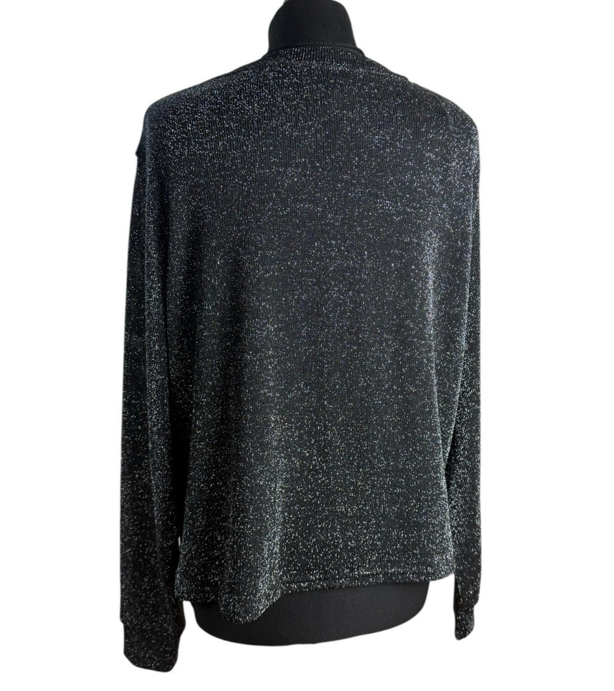 Divided Black Silver Sparkle Sweater Jumper Women's UK Size L Crew Neck