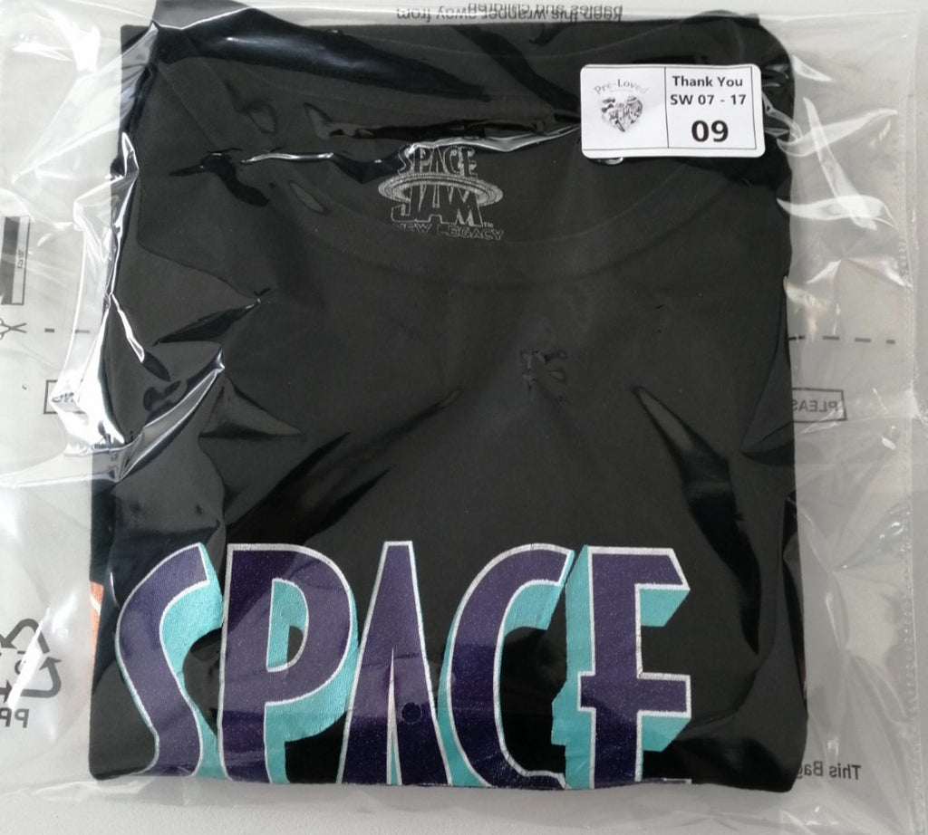 Space Jam Black Space Jam Graphic Print T-Shirt Men's Size S/P Black 100% Cotton