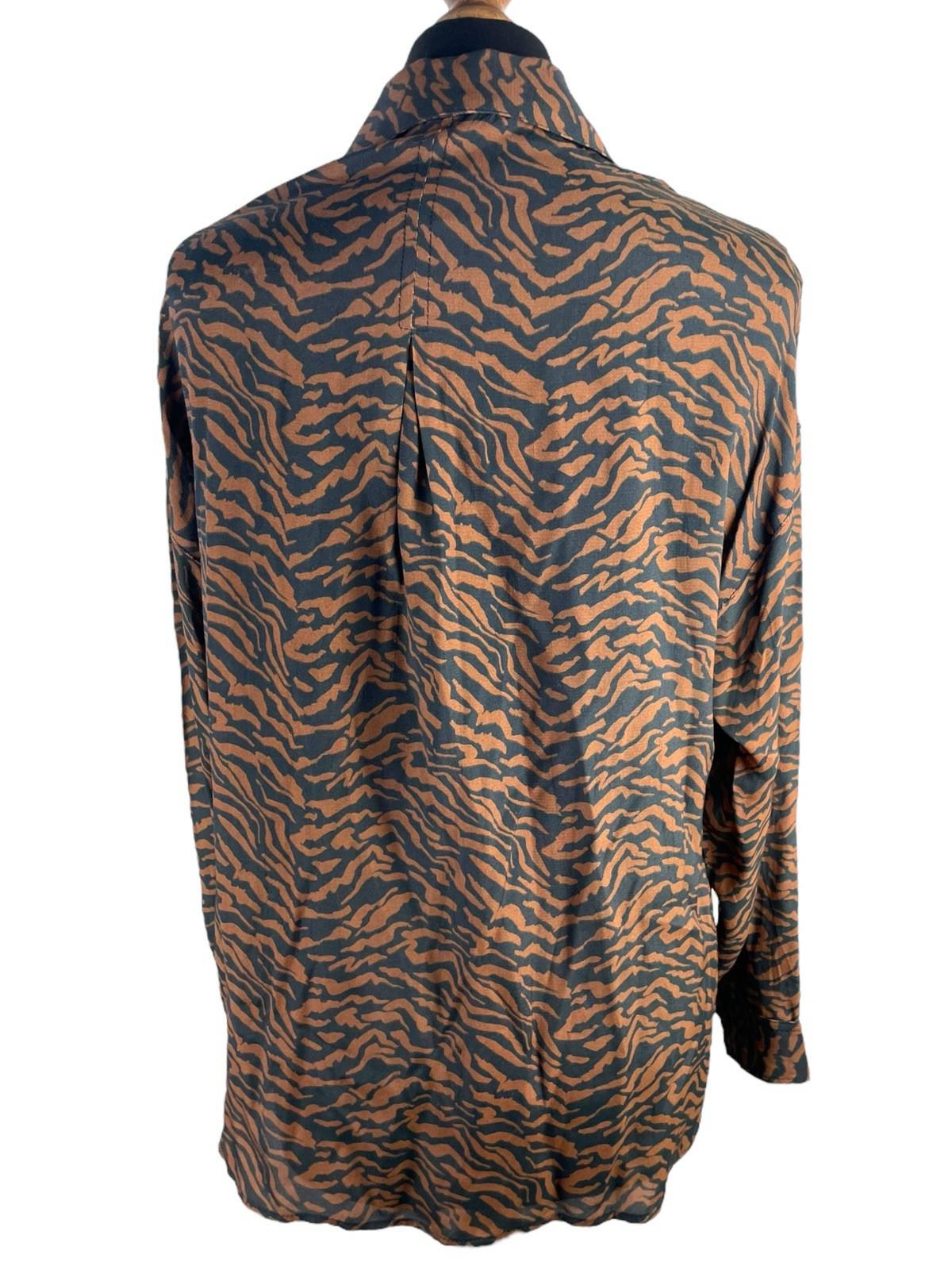 Pull&Bear Animal Print Shirt Blouse Collared Relaxed Fit Women's UK Size S