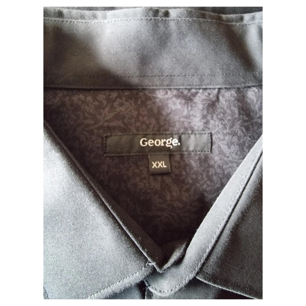 George Shirt Black Long Sleeve Men's UK Size 2XL XXL 49" Chest