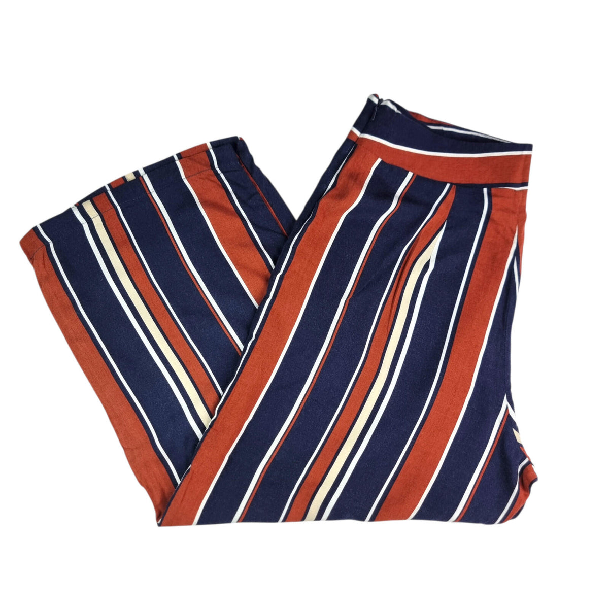 Red Herring Navy Red Herring Wide Leg Capri Trousers Women's UK Size 12 Striped High Waisted
