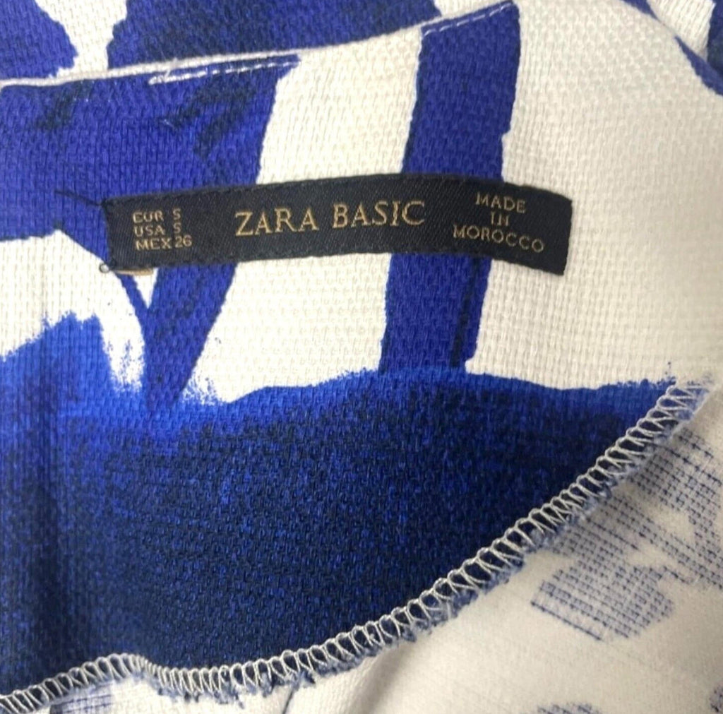 ZARA White Zara Textured Floral Cotton Blend Crop Top Women's UK Size Small S