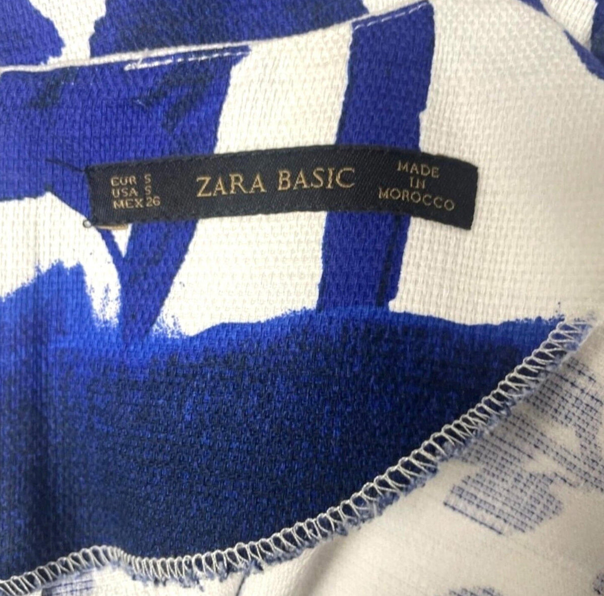 ZARA White Zara Textured Floral Cotton Blend Crop Top Women's UK Size Small S