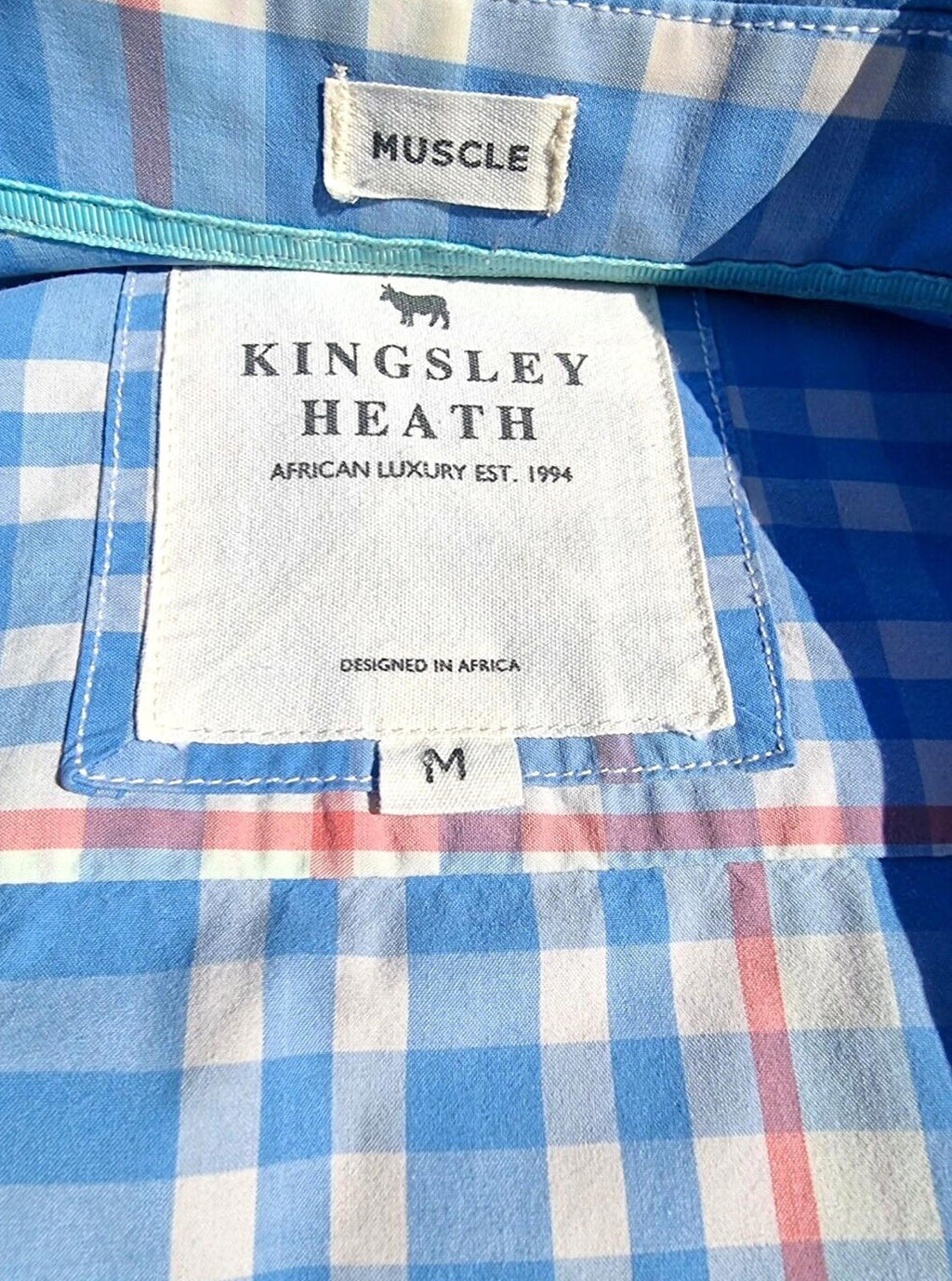 Kingsley Heath Muscle Shirt Men's UK Size M Check Soft Touch Luxury Long Sleeve