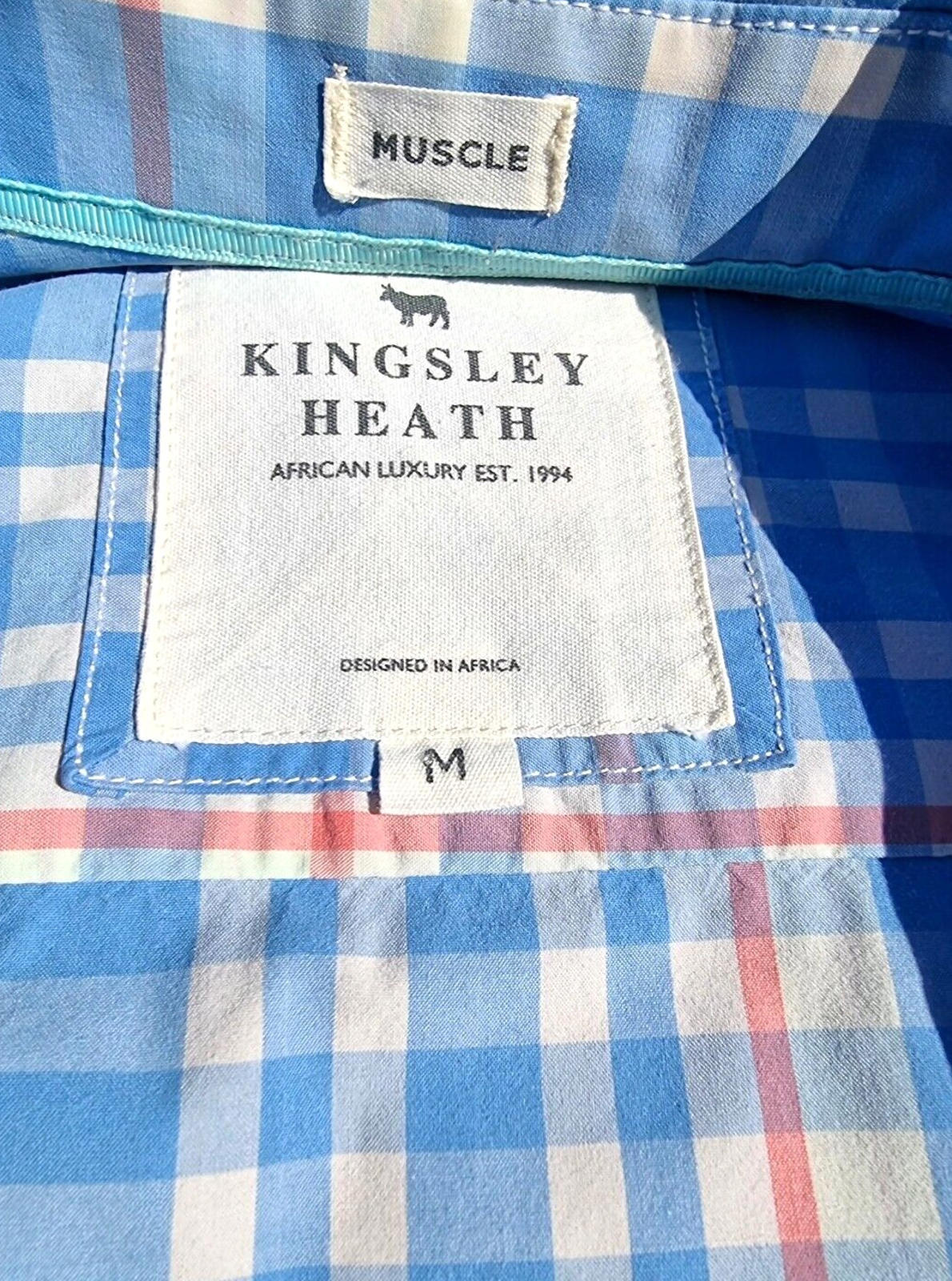 Kingsley Heath Muscle Shirt Men's UK Size M Check Soft Touch Luxury Long Sleeve