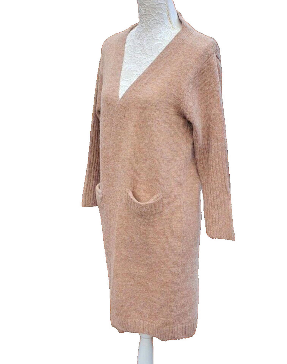 Autumn Winter Open Knit Cardigan Coffee Long Women's UK One Size