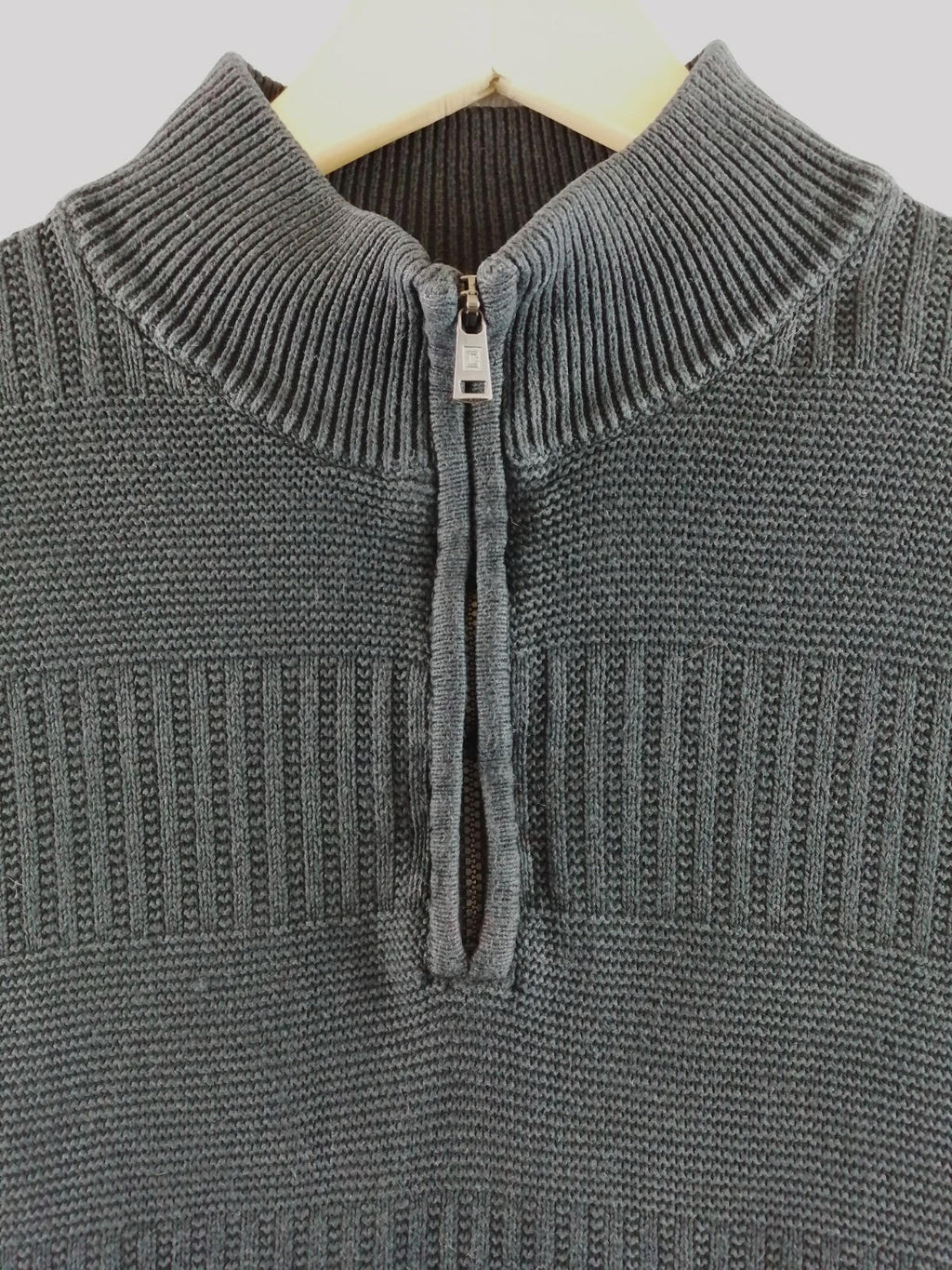 Chaps Black Ralph Lauren Chaps 1/4 Zip Ribbed Black Jumper Men's Size XL 100% Cotton