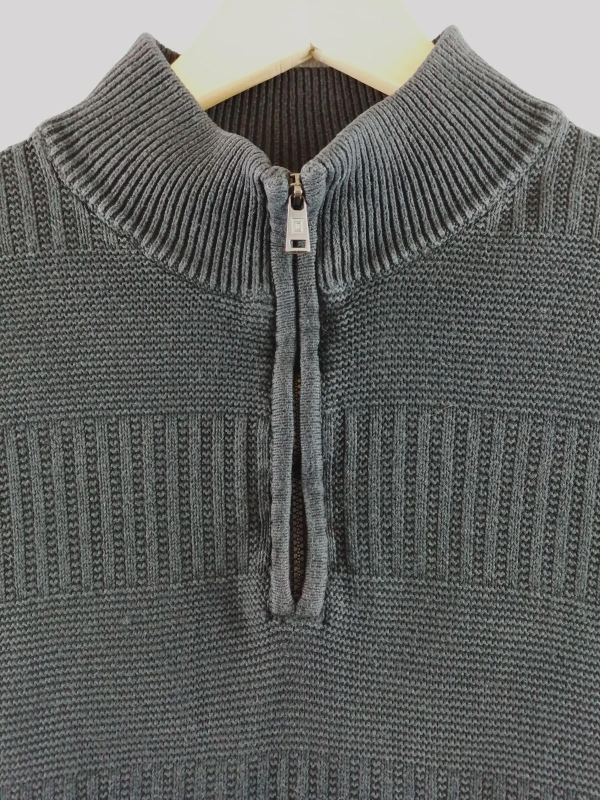 Chaps Black Ralph Lauren Chaps 1/4 Zip Ribbed Black Jumper Men's Size XL 100% Cotton