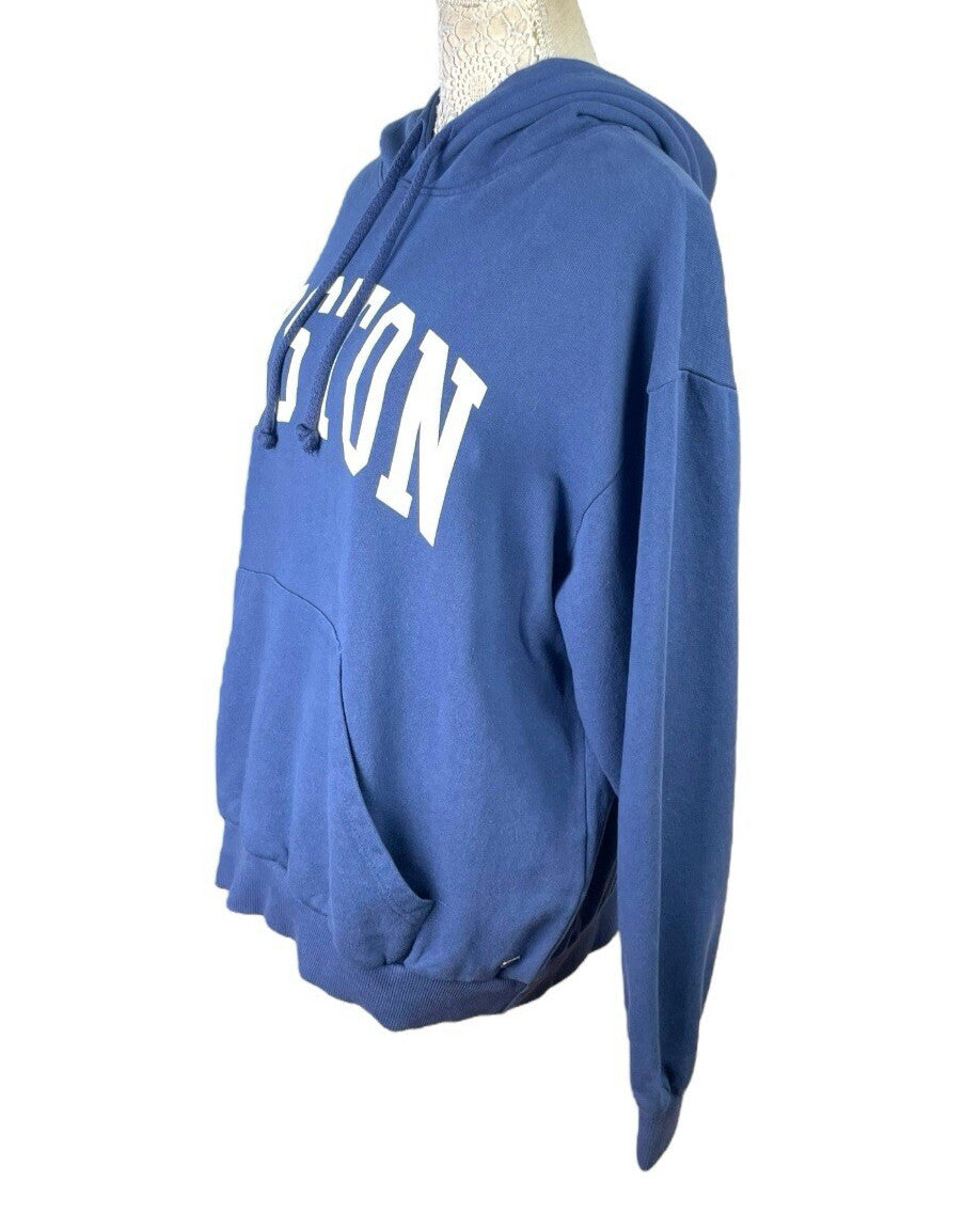 Pull&Bear Hoodie Women’s UK Size XS Blue Long Sleeve Oversized Jersey BOSTON