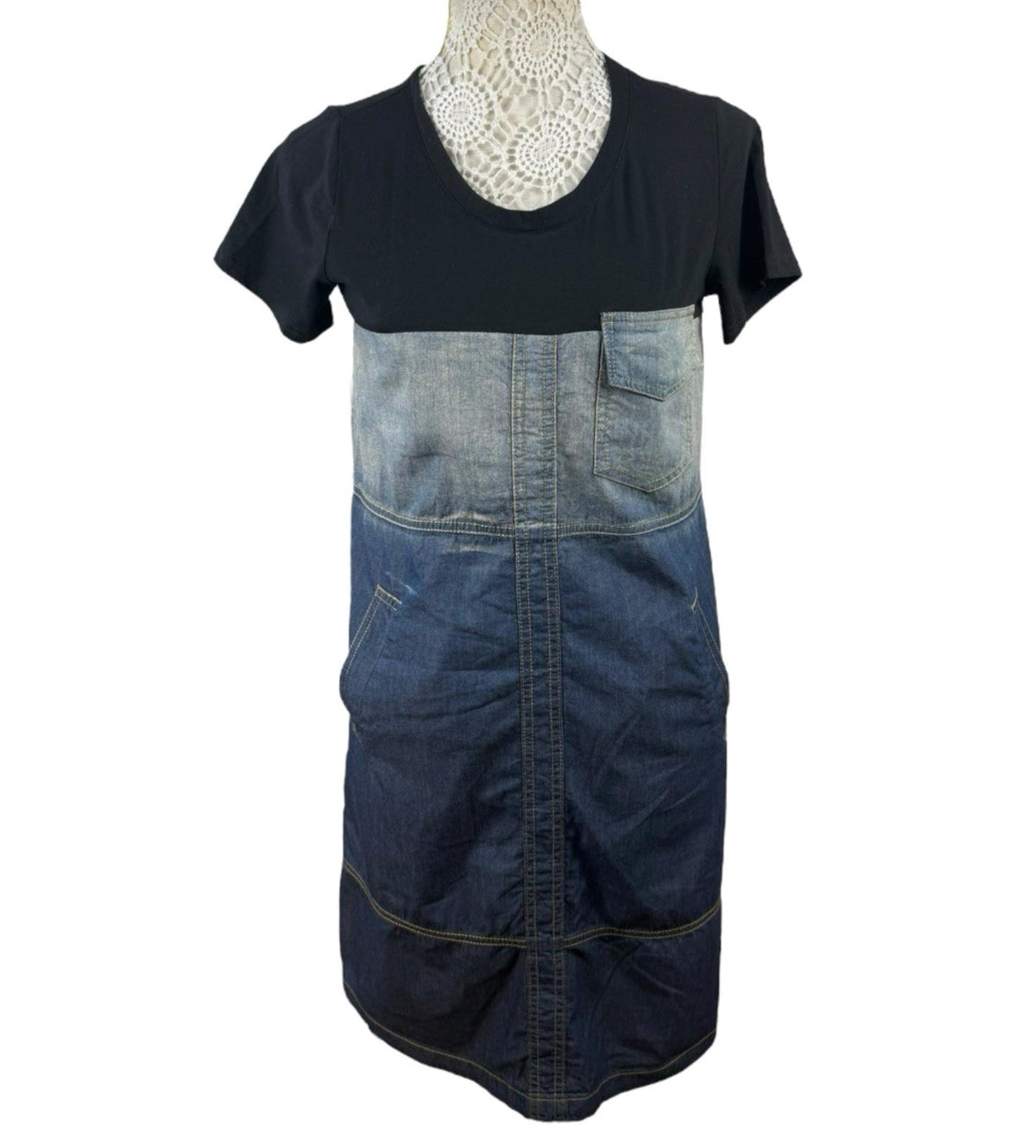 Denim T-shirt Dress Pockets Knee Length Women’s UK Size M (10)