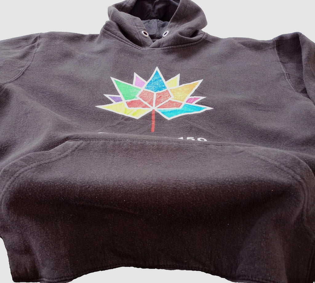 Black 150th Canada Celebration Hoodie Men's UK Size S Black Jersey Hooded Pockets