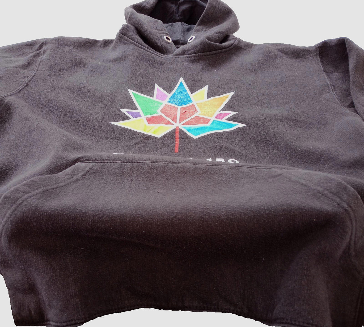 Black 150th Canada Celebration Hoodie Men's UK Size S Black Jersey Hooded Pockets