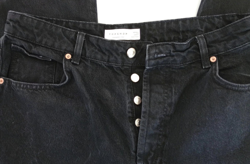 TopShop Black Topshop Jeans Men's UK Size 34" Waist 32" Leg Black 100% Cotton 5 Pocket Design
