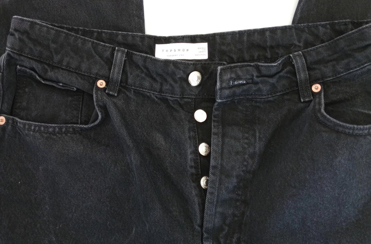 TopShop Black Topshop Jeans Men's UK Size 34" Waist 32" Leg Black 100% Cotton 5 Pocket Design