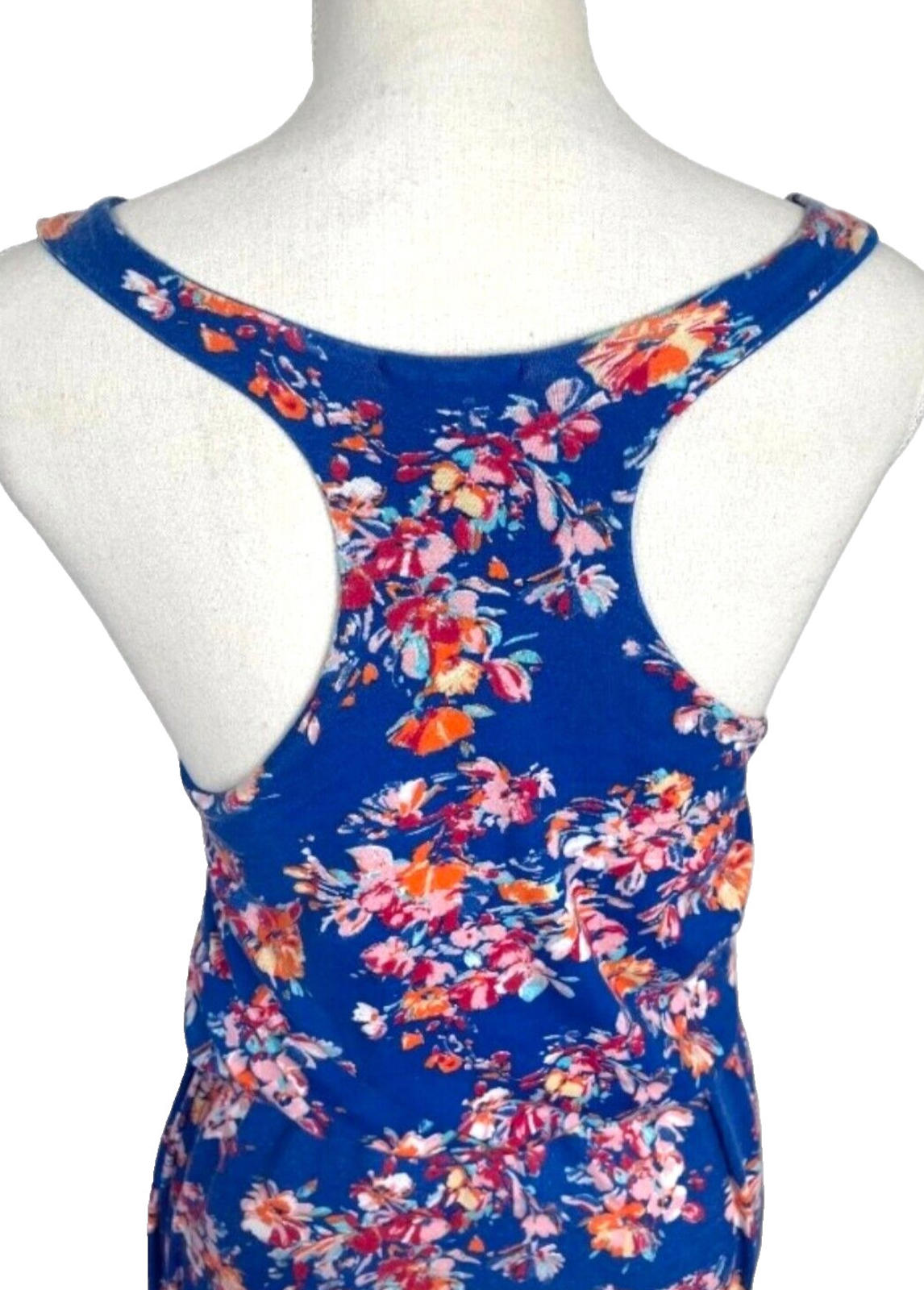 Maxi Dress Blue Floral Racer Back Women's UK Size M (10)