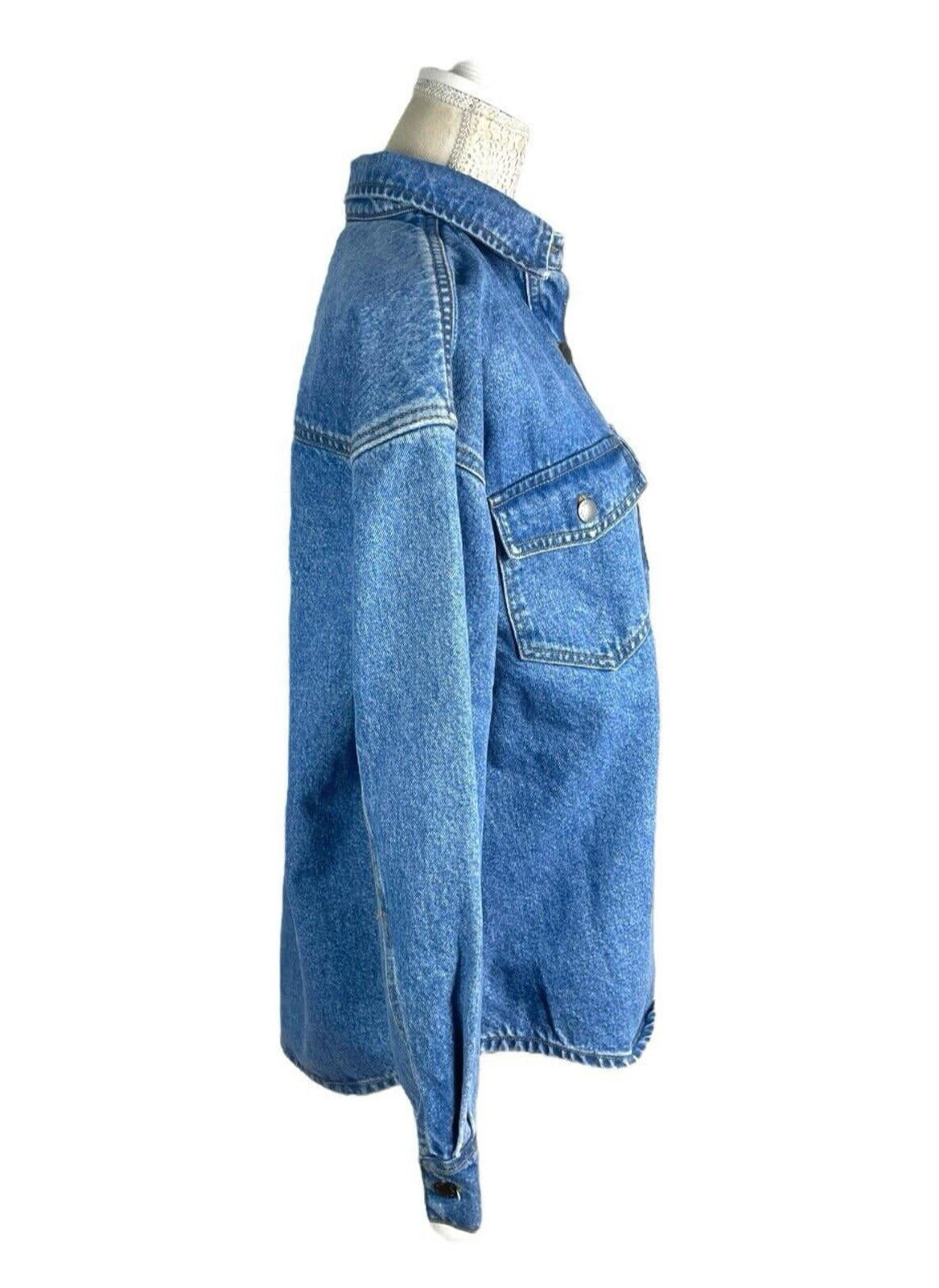 Nasty Gal Blue Denim Shirt Top Button Up Women's UK Size 10