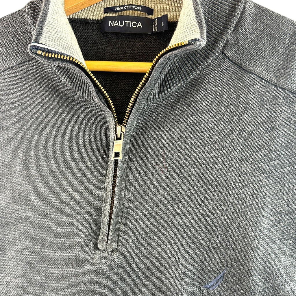 Naitica Fleece Men's UK Size L Grey Long Sleeve 100% Cotton 1/4 Zip Embroidered