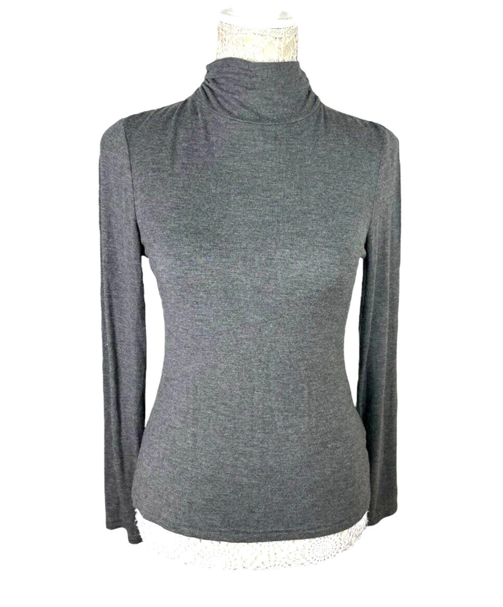 New Look Turtle Neck Top Women's UK Size 14 Grey Slim Fit Roll Neck Long Sleeve