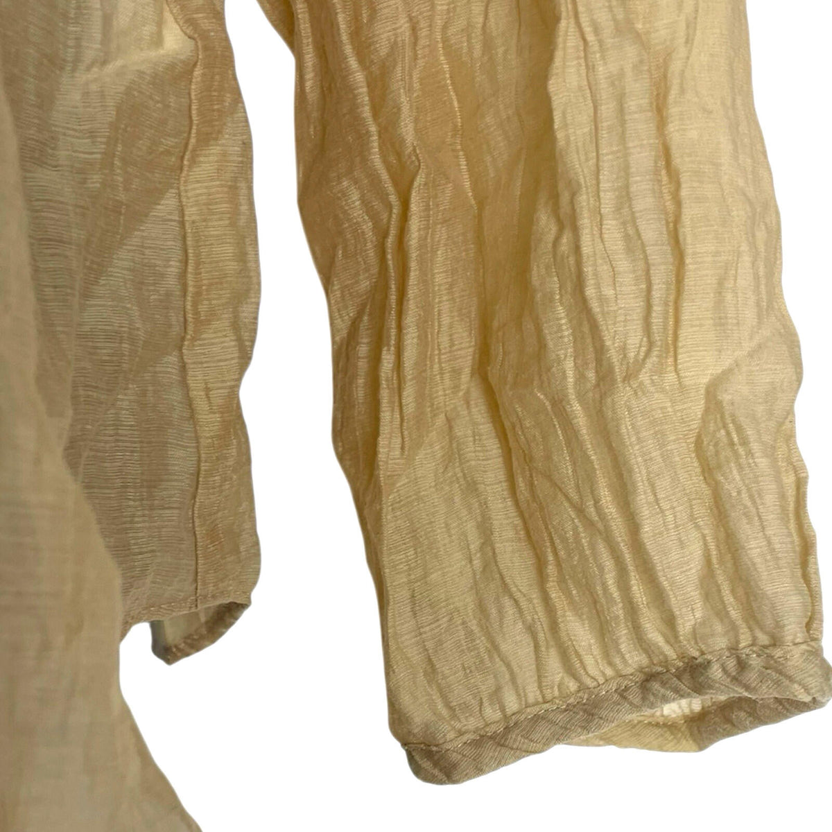 Primark Sheer Shirt Blouse Women’s UK Size S Button Up Crinkle Effect Beige