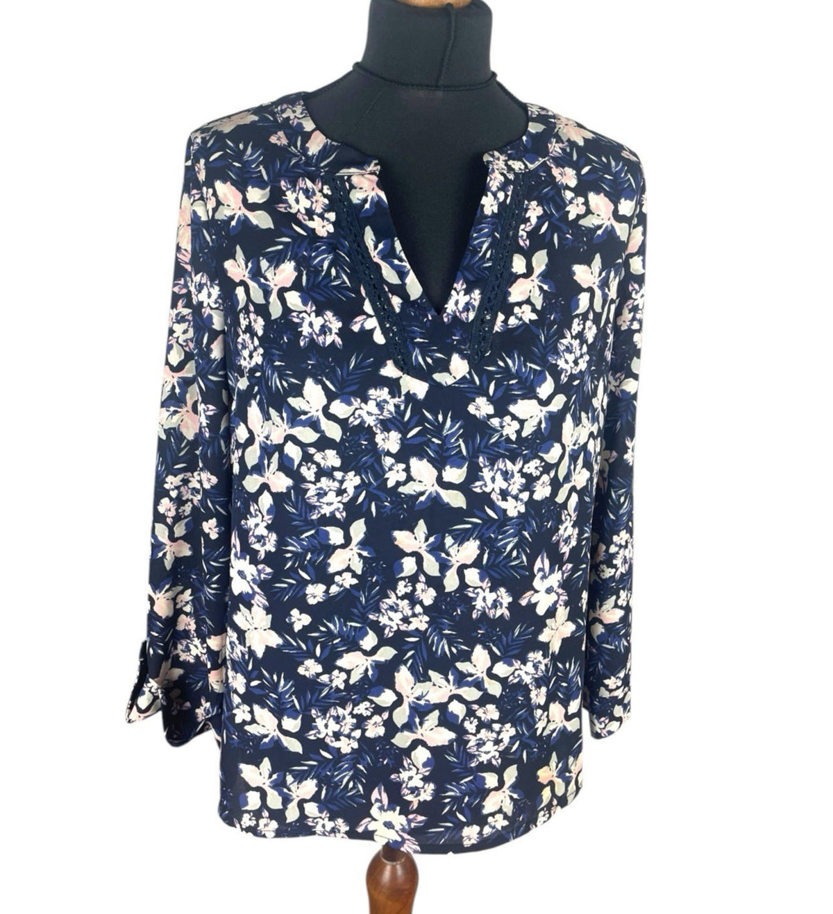 Skies Are Blue Floral Tunic Blouse Long Sleeve Women's UK Size 8